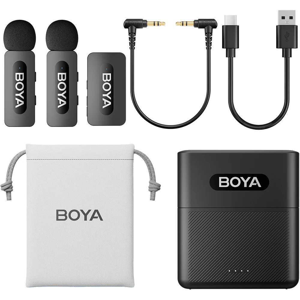 Бездротовий петличний мікрофон BOYA BY-V35 2.4 GHz Dual-Channel Wireless Microphone 3.5mm TRS Black