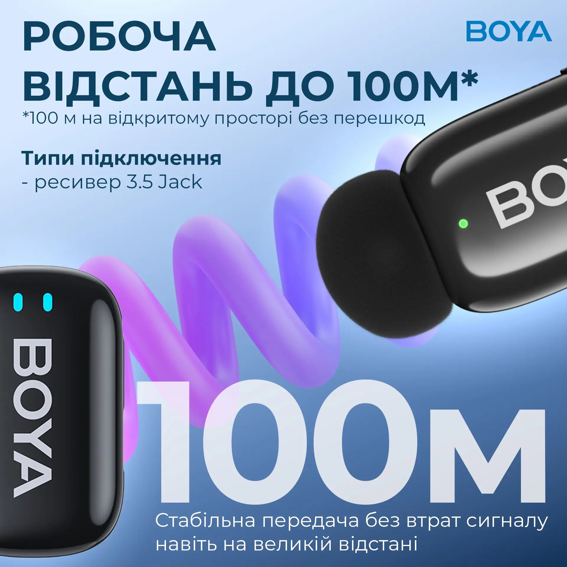 Бездротовий петличний мікрофон BOYA Mini-18 Tiniest Wireless Microphone 3.5mm TRS Black