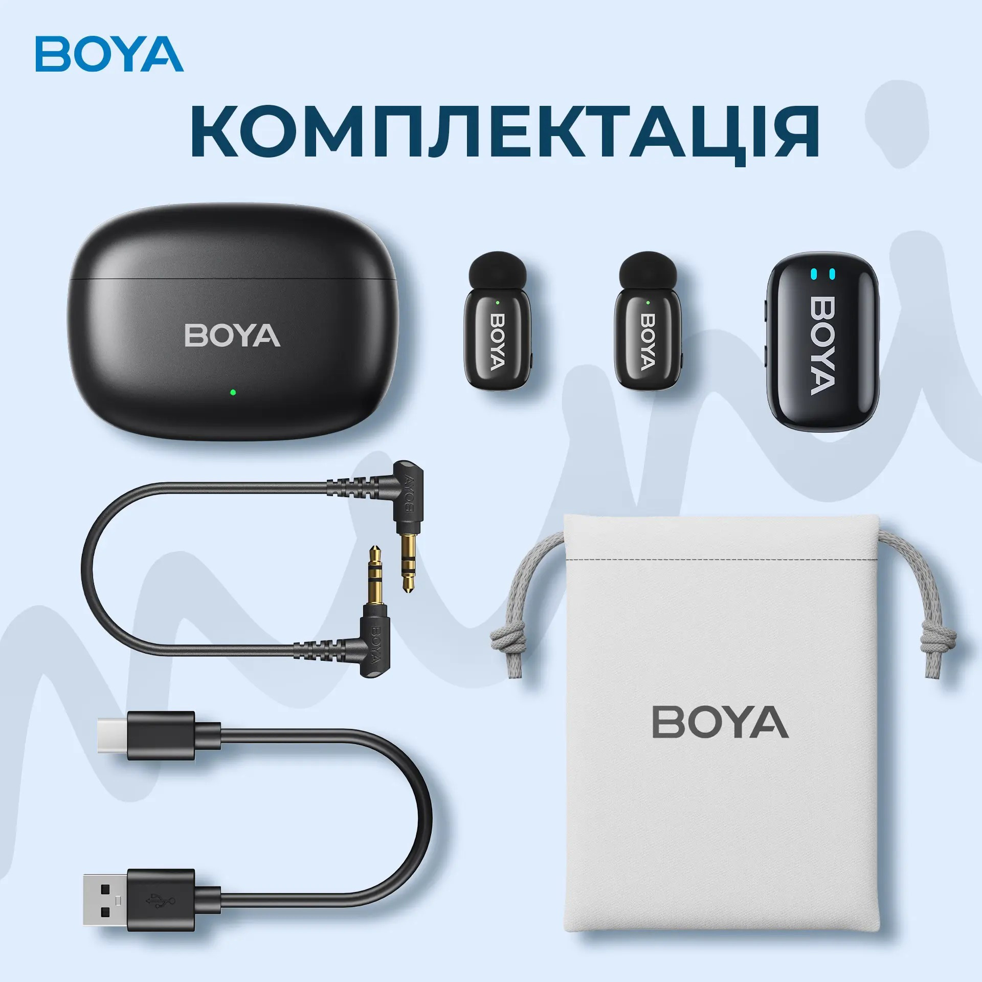 Бездротовий петличний мікрофон BOYA Mini-18 Tiniest Wireless Microphone 3.5mm TRS Black