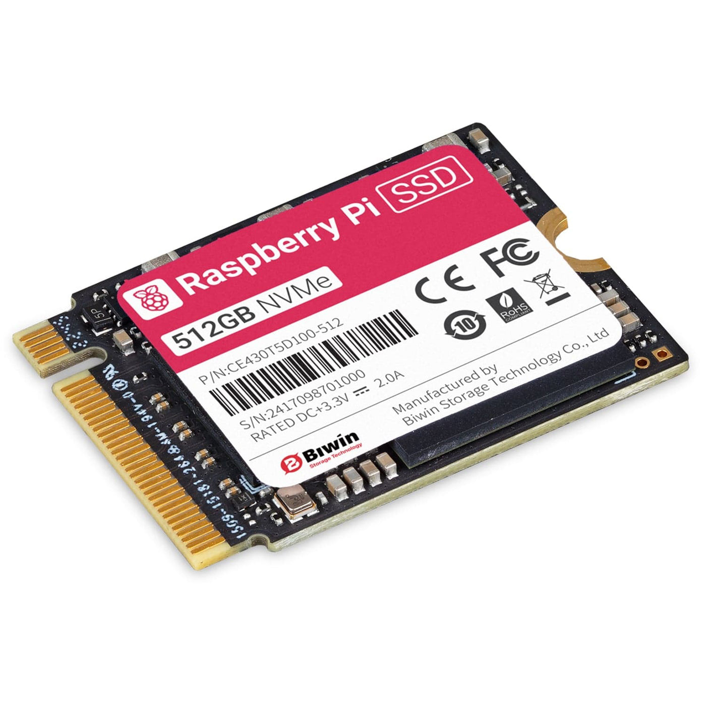 Плата расширения RASPBERRY PI HAT+ SSD Kit for Raspberry Pi 5 512GB (SC1676)
