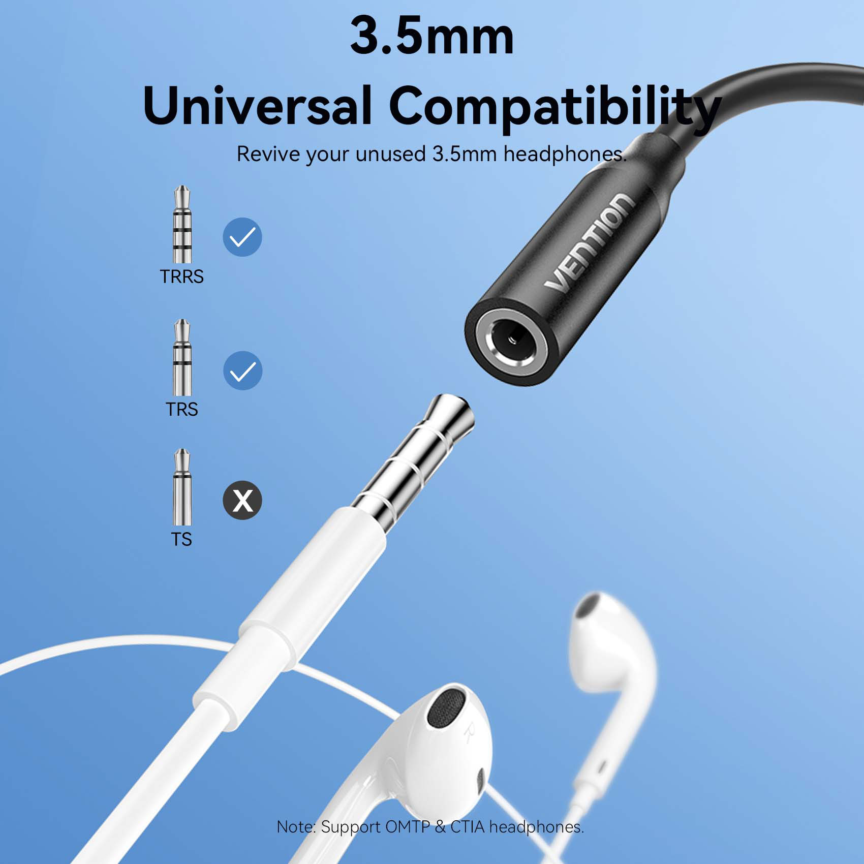 Адаптер VENTION USB-C - 3.5 мм USB-C to 3.5mm Black (BIIBA)