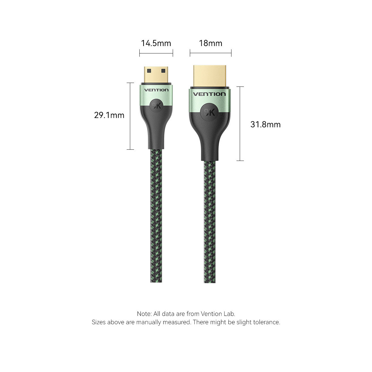Кабель VENTION 8K 60Hz HDMI - Mini-HDMI v2.1 1м Green (AGJGF)