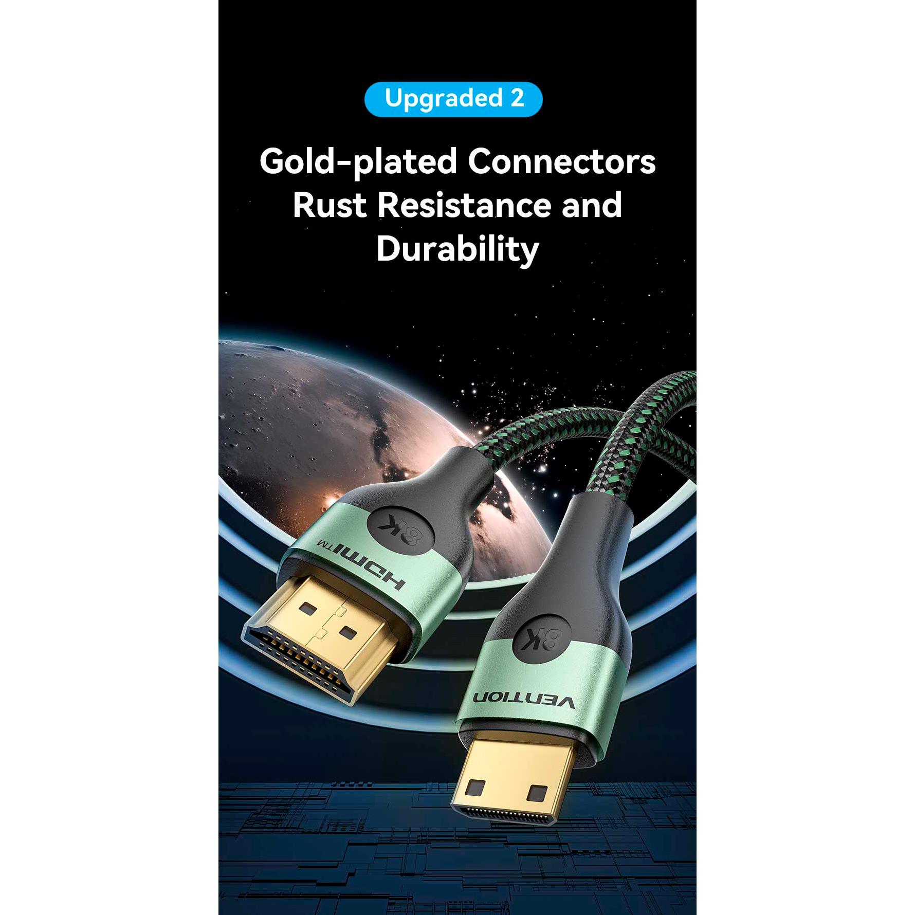 Кабель VENTION 8K 60Hz HDMI - Mini-HDMI v2.1 1м Green (AGJGF)