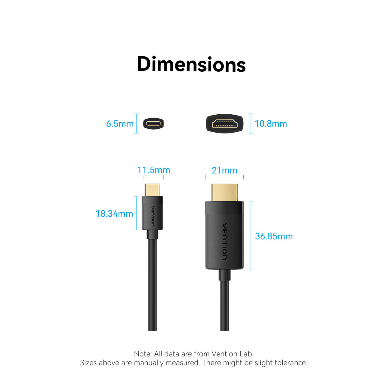 Кабель VENTION HDMI Cable 4K@60Hz USB-C to HDMI 2м Black (CRIBH)
