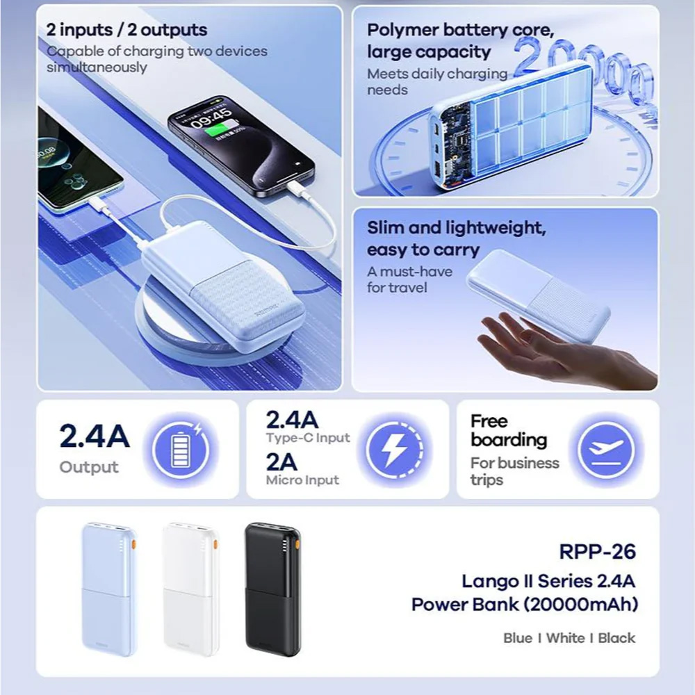Повербанк REMAX Lango II RPP-26 20000mAh Mixed Color