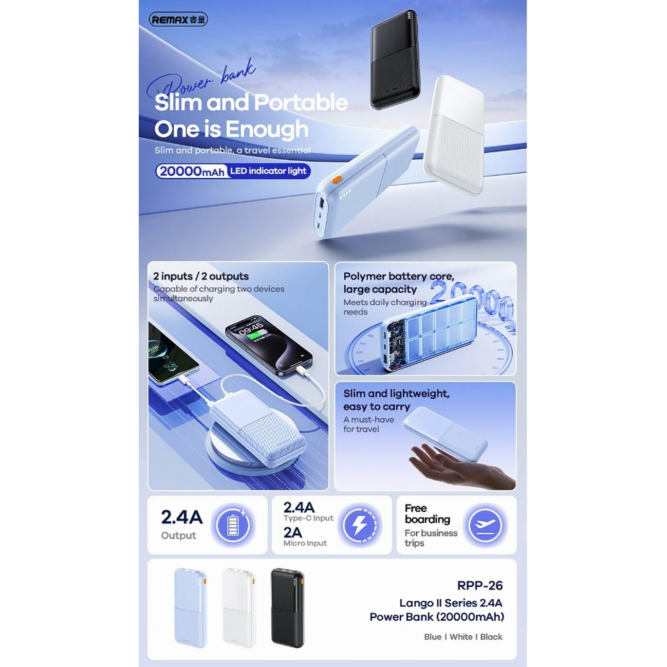 Повербанк REMAX Lango II RPP-26 20000mAh Mixed Color
