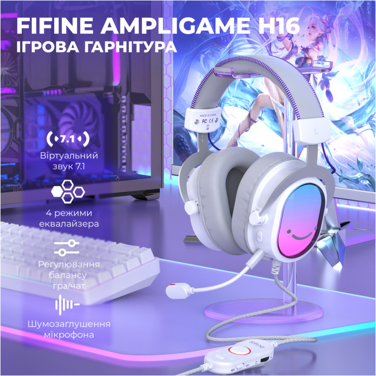 Наушники геймерские FIFINE H16W