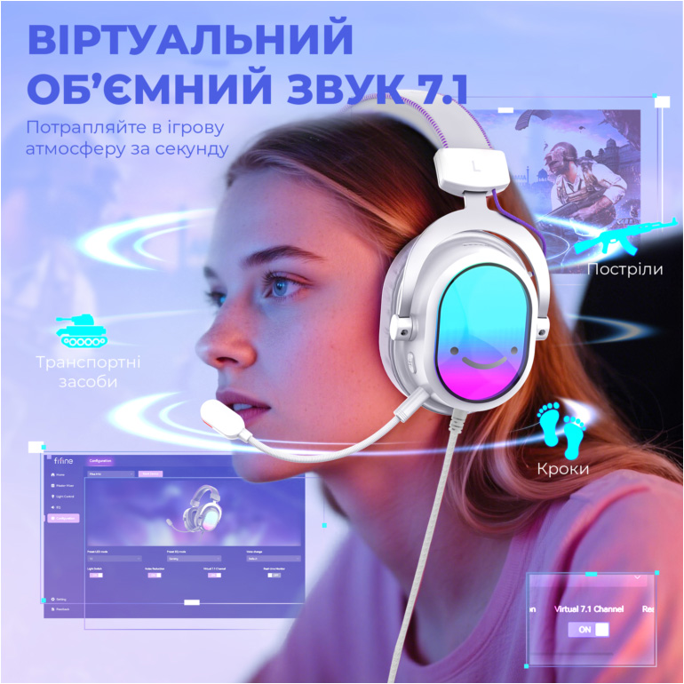 Наушники геймерские FIFINE H16W