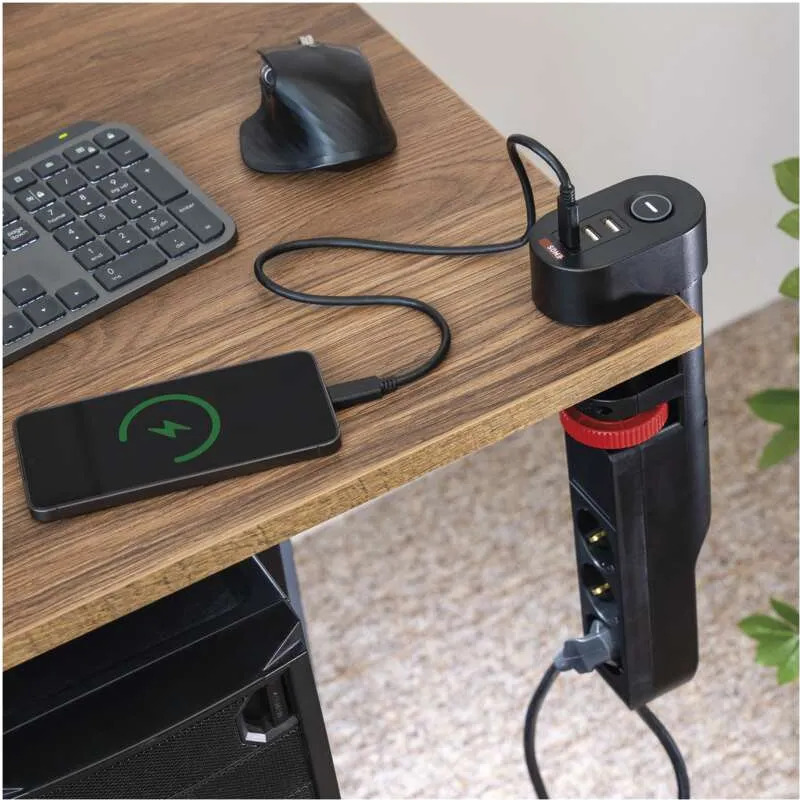 Удлинитель EMOS P1321PD Black, 3 розетки, 1xUSB-C, 2xUSB, 1.5м