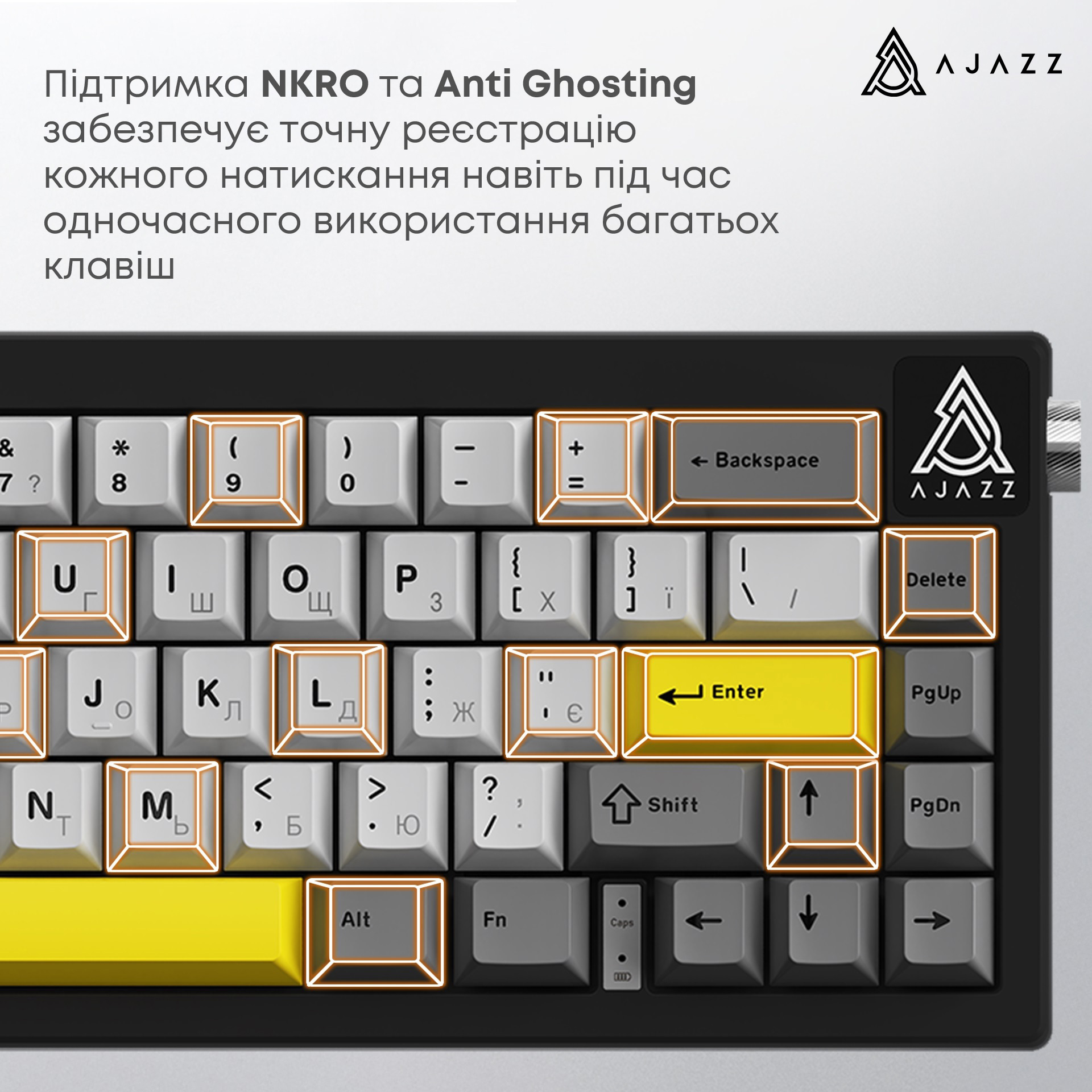 Клавіатура AJAZZ AK650 Moon Yellow Switch Gray/White/Yellow
