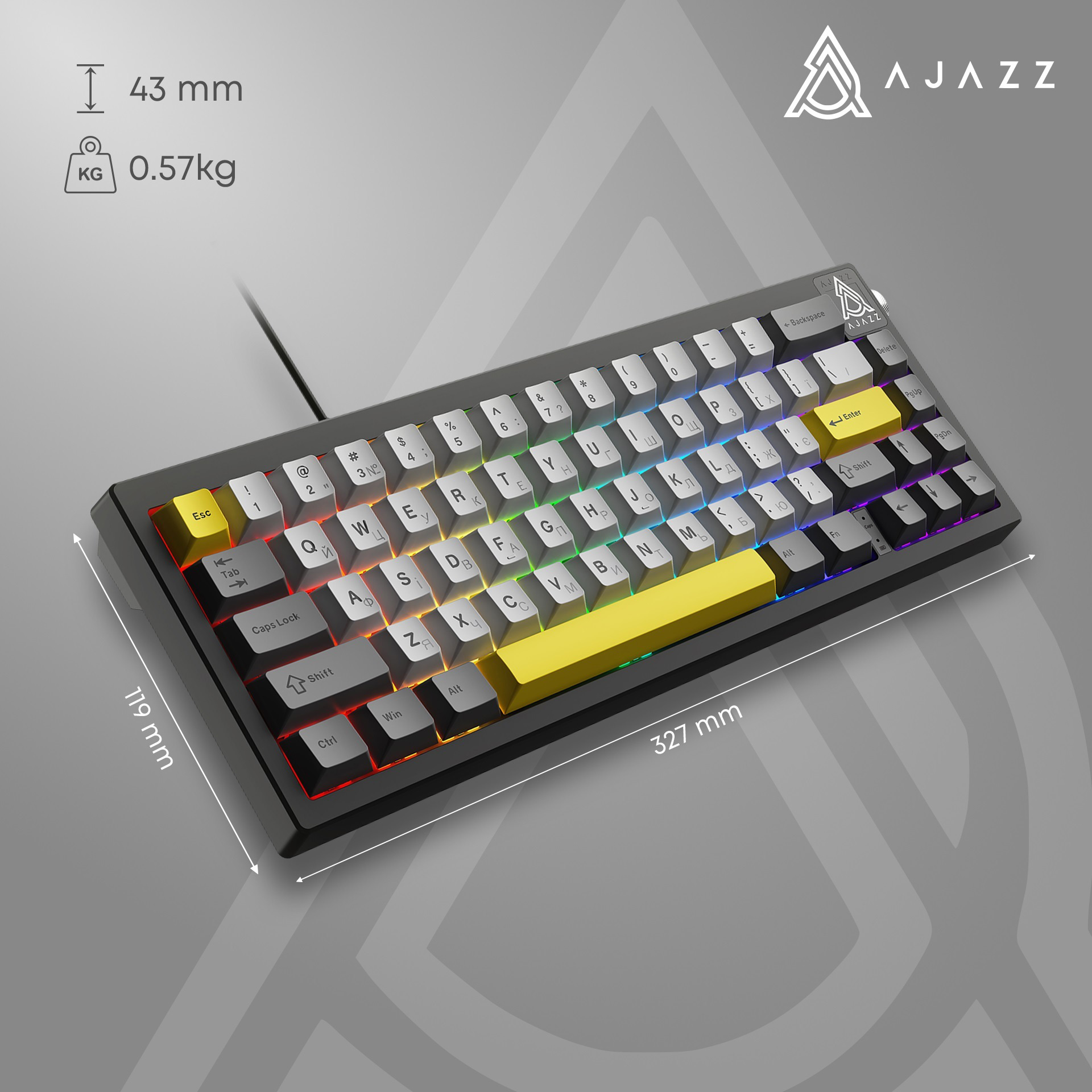Клавіатура AJAZZ AK650 Moon Yellow Switch Gray/White/Yellow