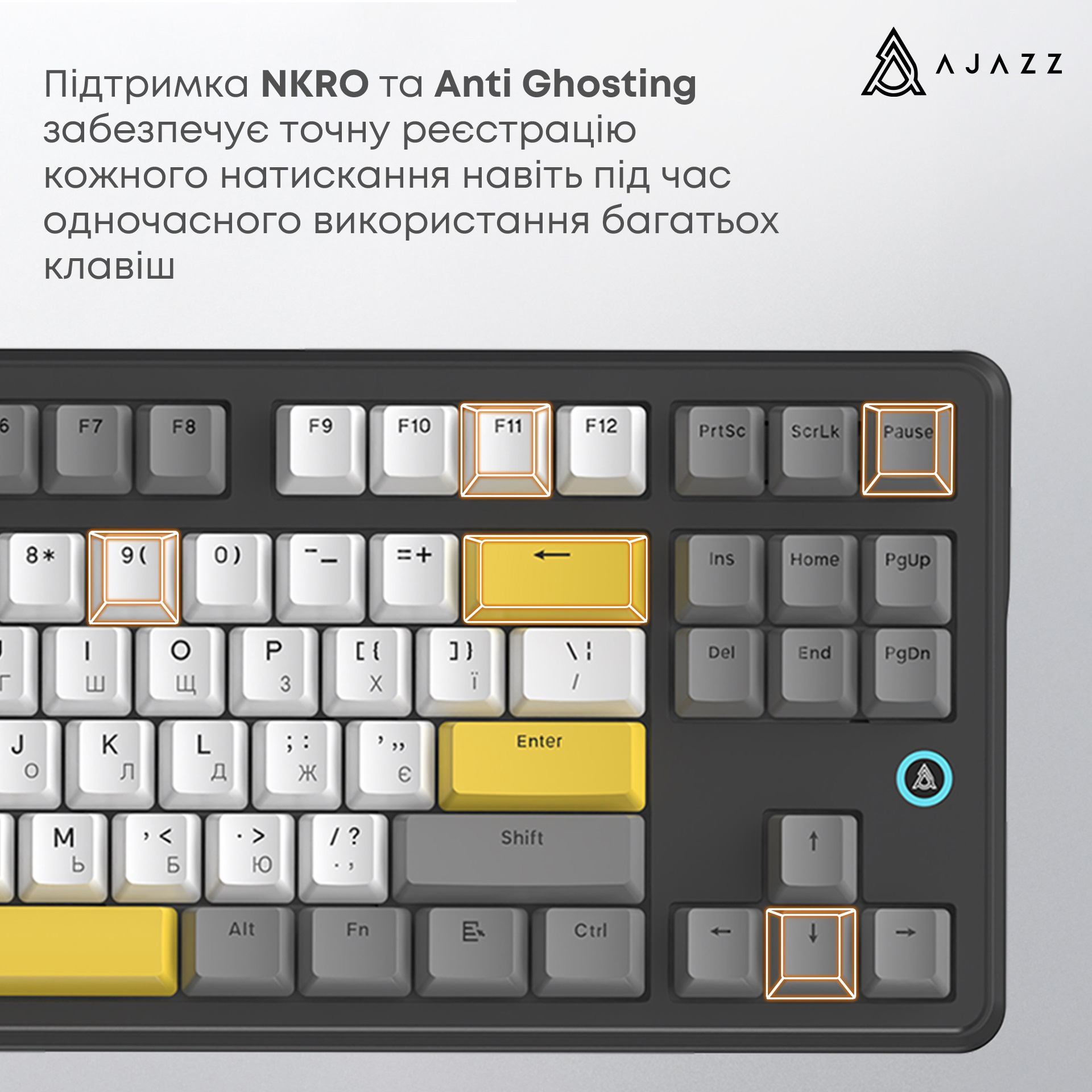 Клавіатура AJAZZ AK870 V2 Flying Fish Switch Black/Gray/Yellow