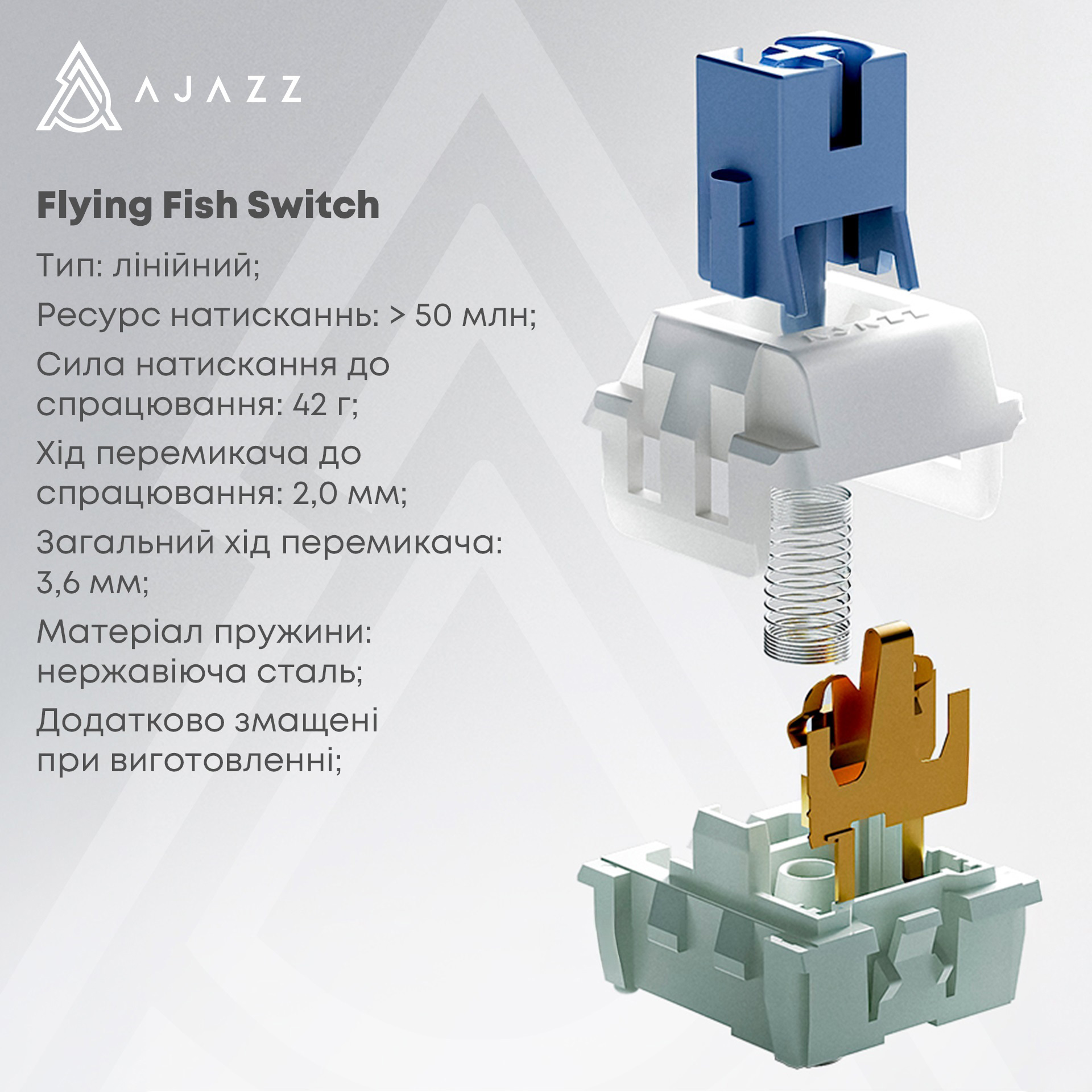 Клавіатура AJAZZ AK870 V2 Flying Fish Switch Black/Gray/Yellow