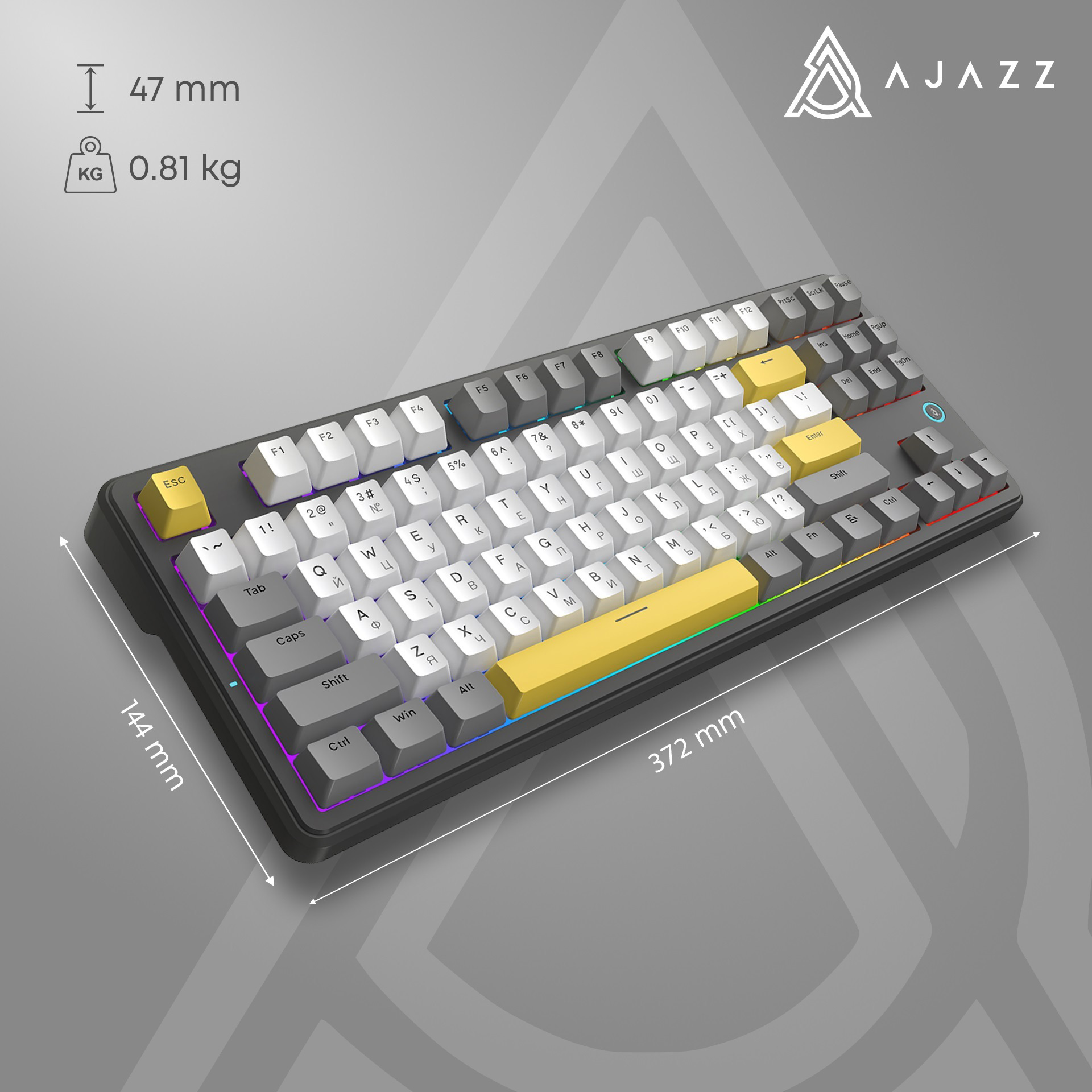 Клавіатура AJAZZ AK870 V2 Flying Fish Switch Black/Gray/Yellow