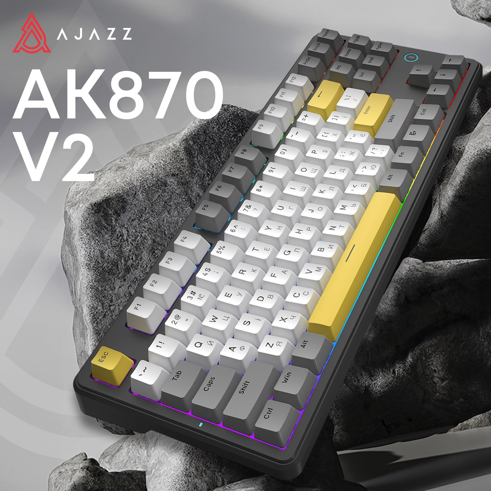 Клавіатура AJAZZ AK870 V2 Flying Fish Switch Black/Gray/Yellow