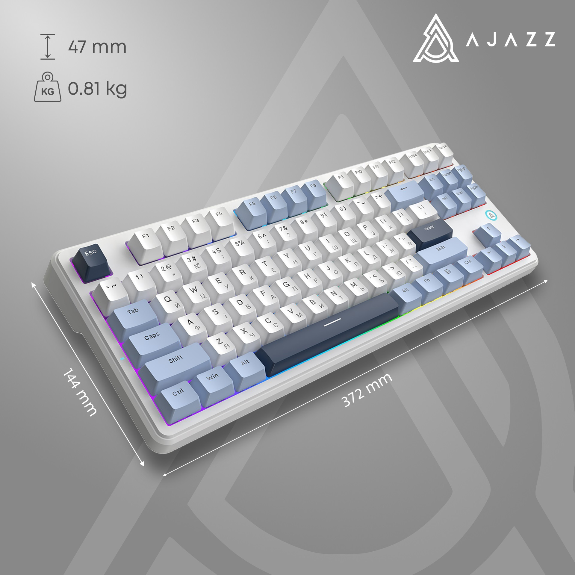 Клавіатура AJAZZ AK870 V2 Flying Fish Switch Blue/White/Blue