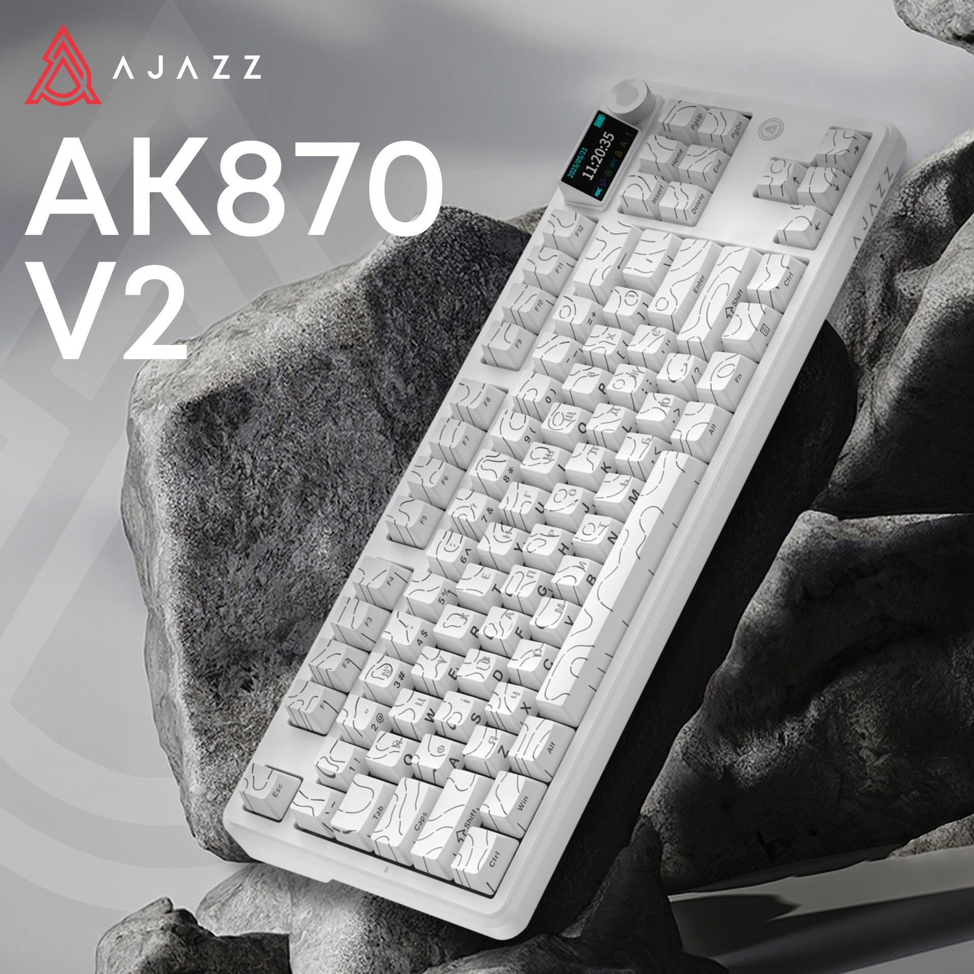 Клавиатура беспроводная AJAZZ AK870 V2 Maillard Switch Side Contour White