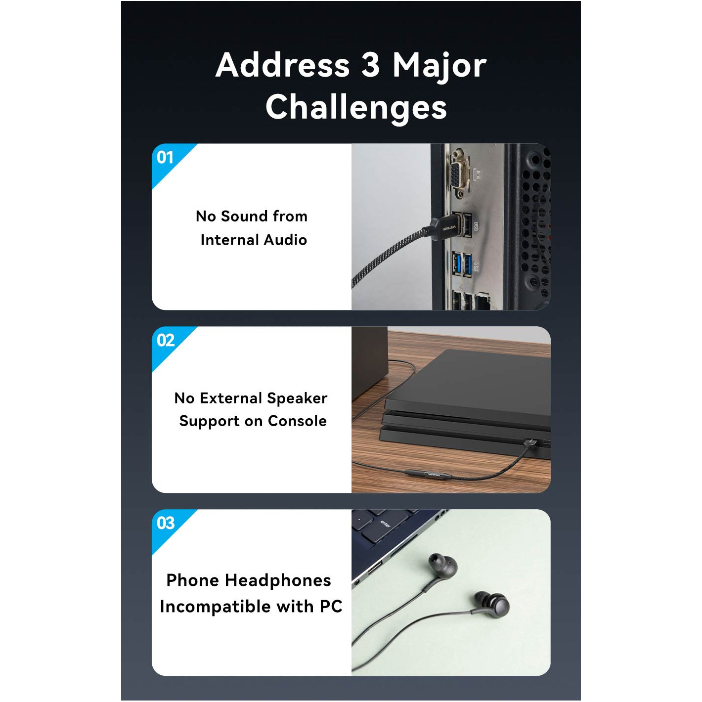 Внешняя звуковая карта VENTION USB External Sound Card Black (CVEBC)