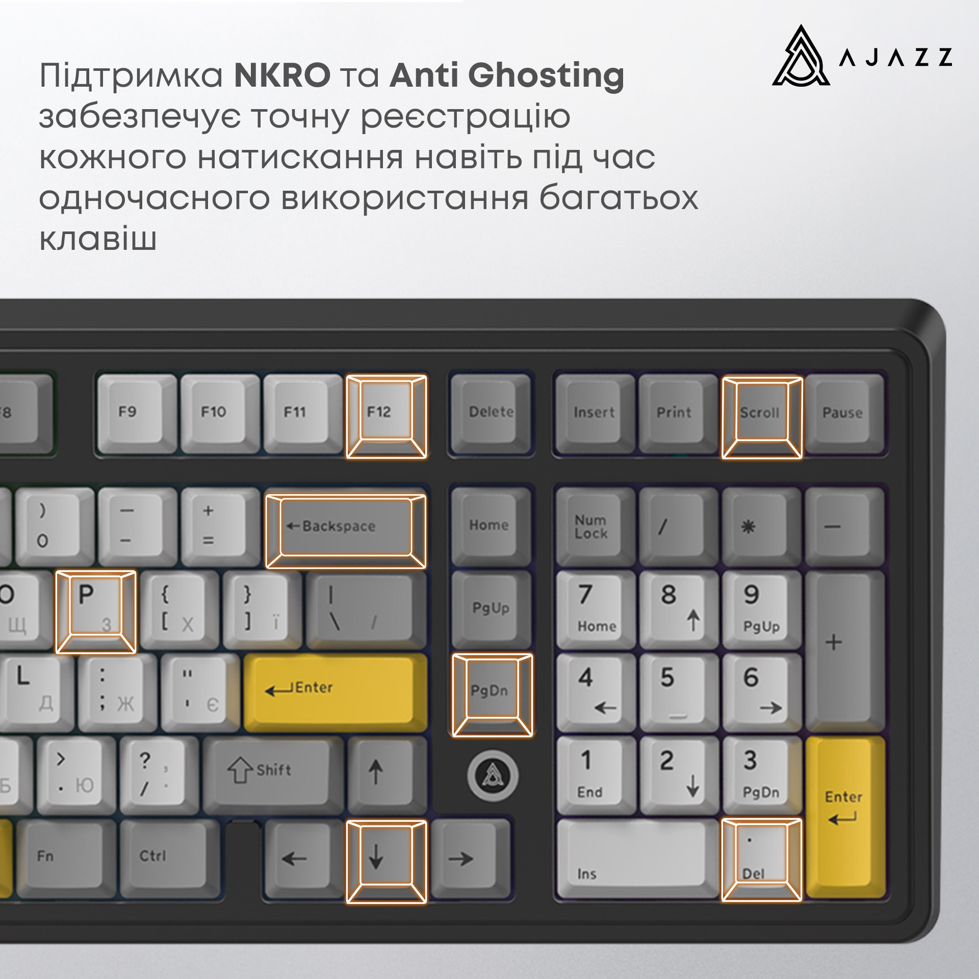 Клавіатура AJAZZ AK980 Max Magnetic Switch Black/Gray/Yellow
