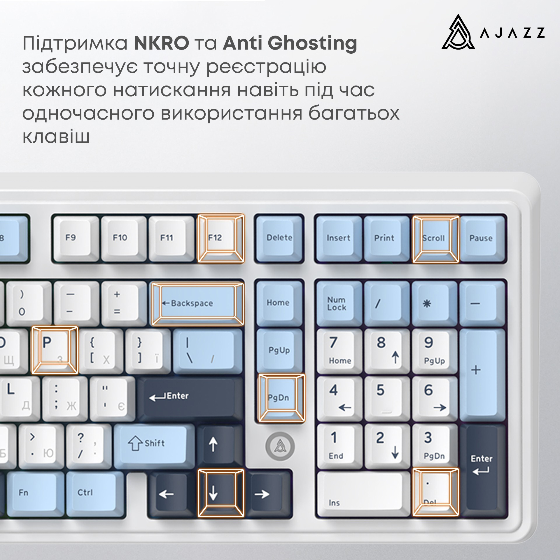 Клавіатура AJAZZ AK980 Max Magnetic Switch Blue/White/Dark Blue