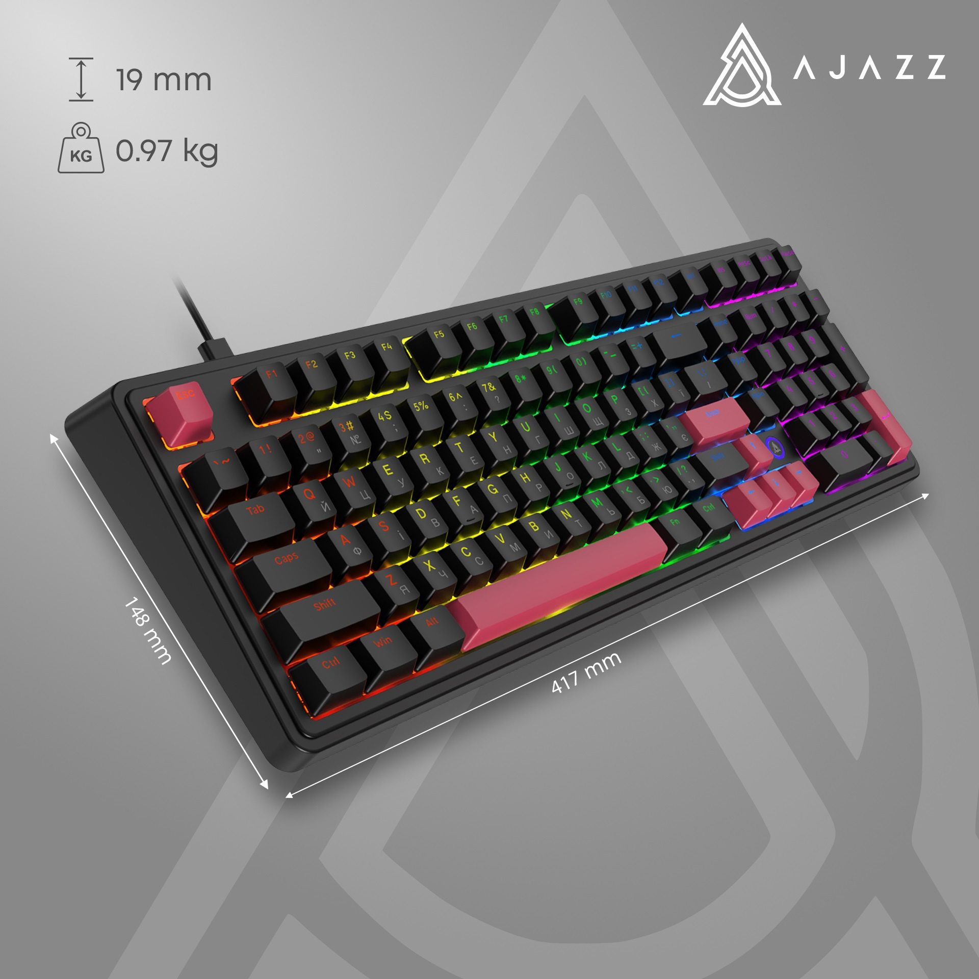 Клавіатура AJAZZ AK980 Red Switch Black/Red
