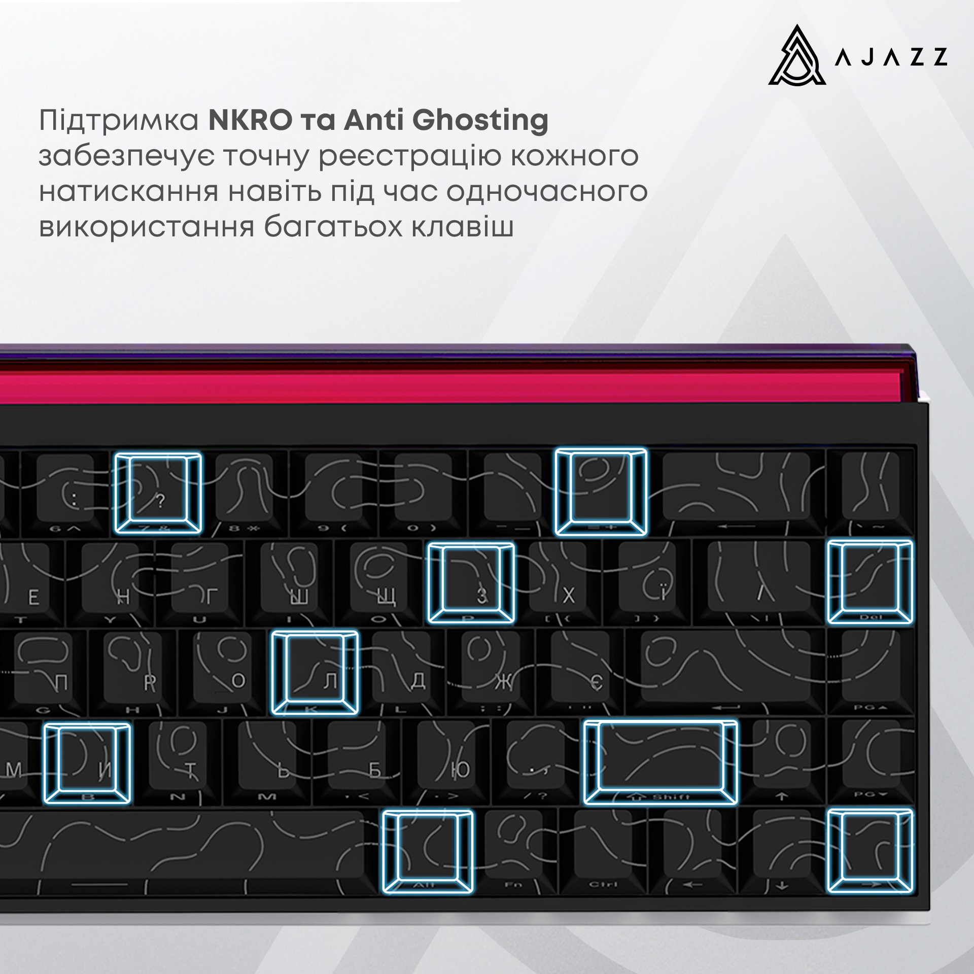 Клавіатура AJAZZ NK68 Red Switch Side Contour Black