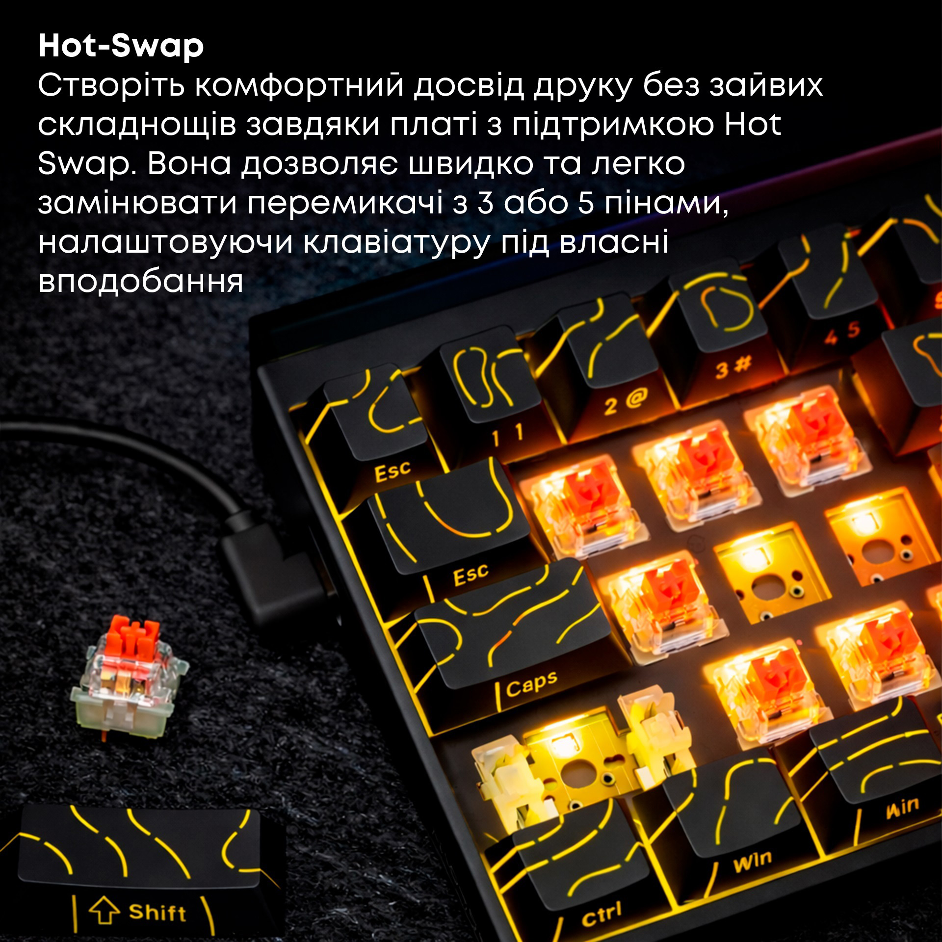 Клавіатура AJAZZ NK68 Red Switch Side Contour Black