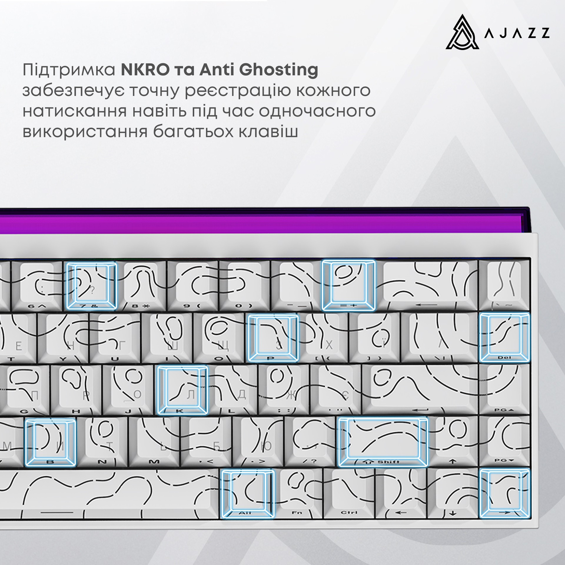 Клавіатура AJAZZ NK68 Red Switch Side Contour White