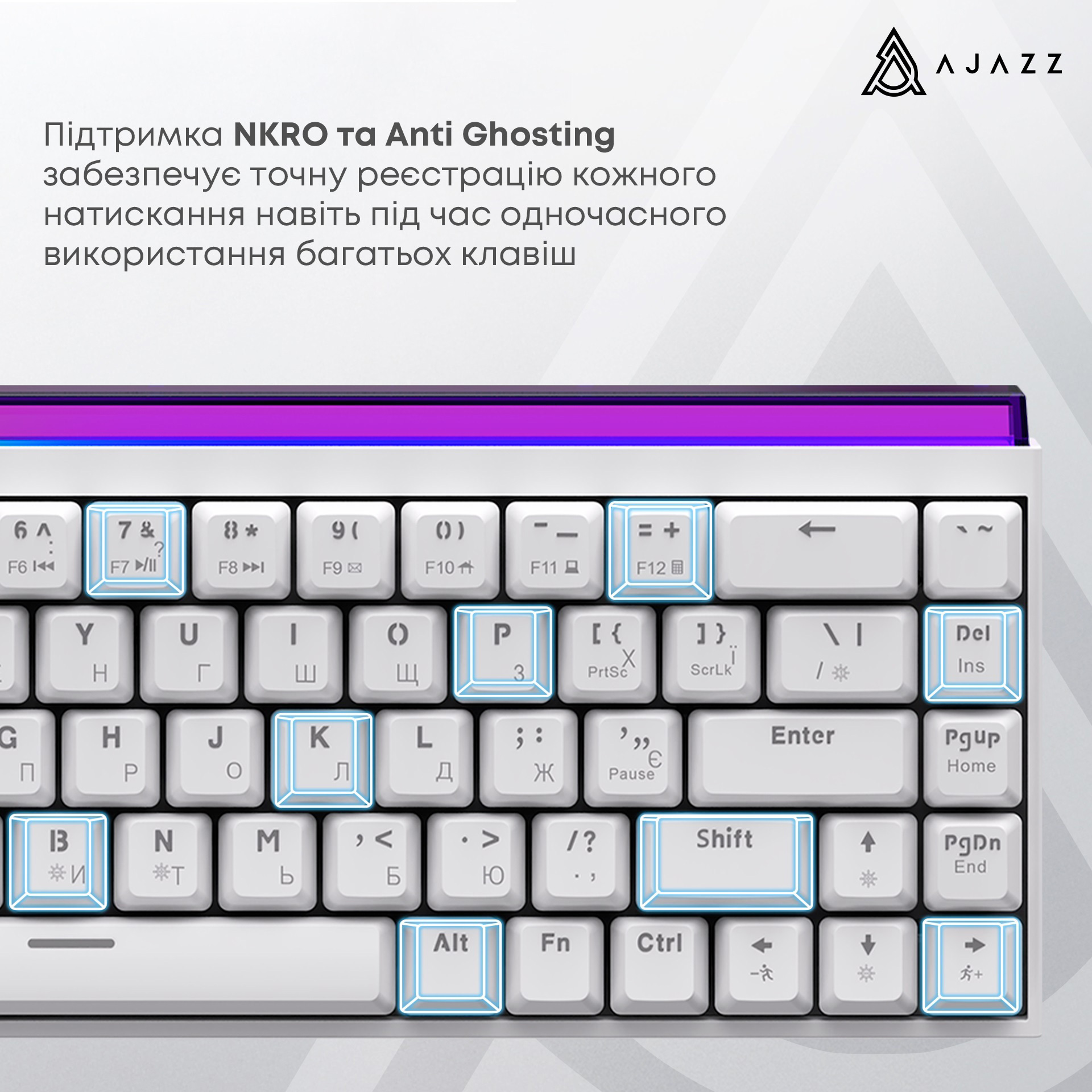 Клавіатура AJAZZ NK68 Red Switch White