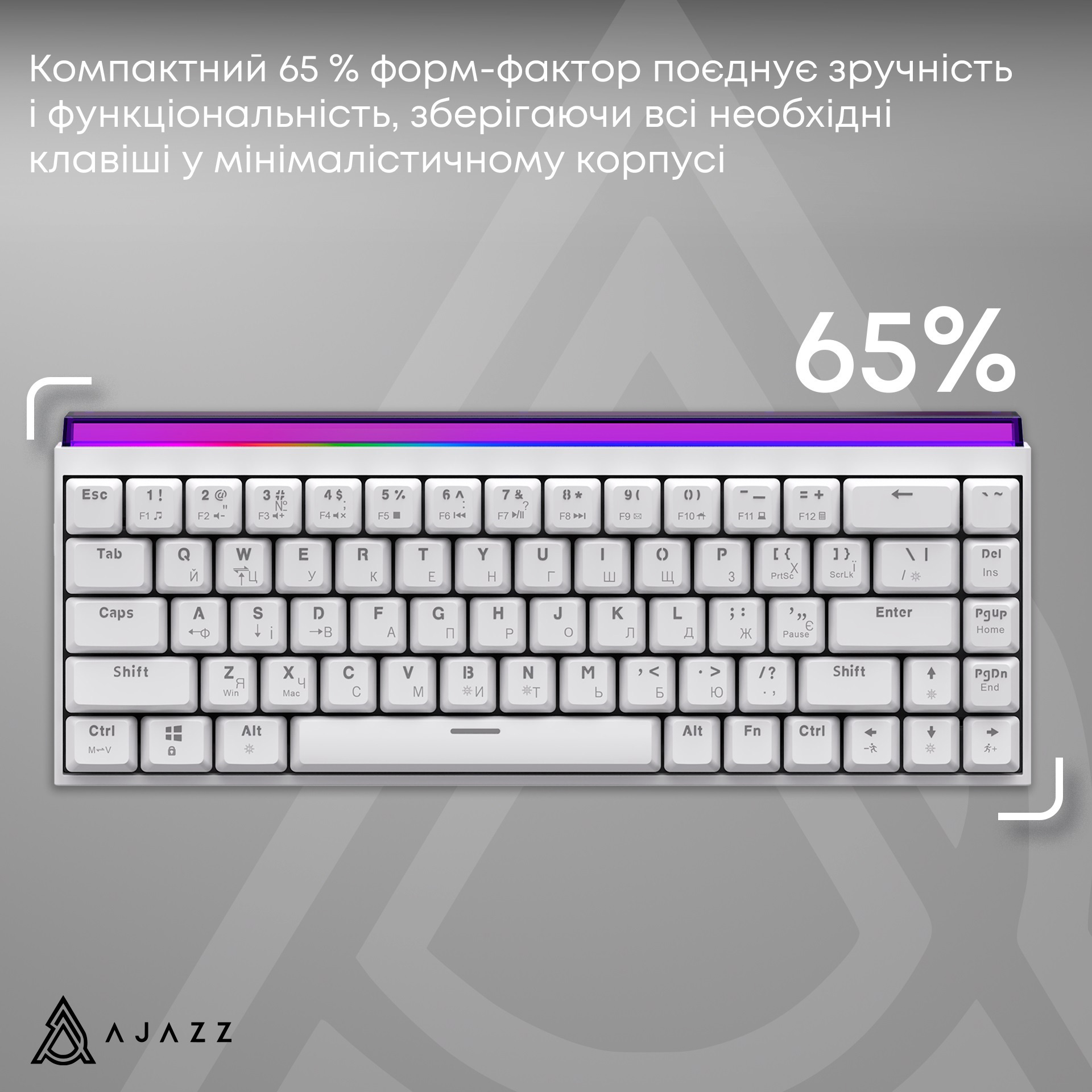 Клавіатура AJAZZ NK68 Red Switch White