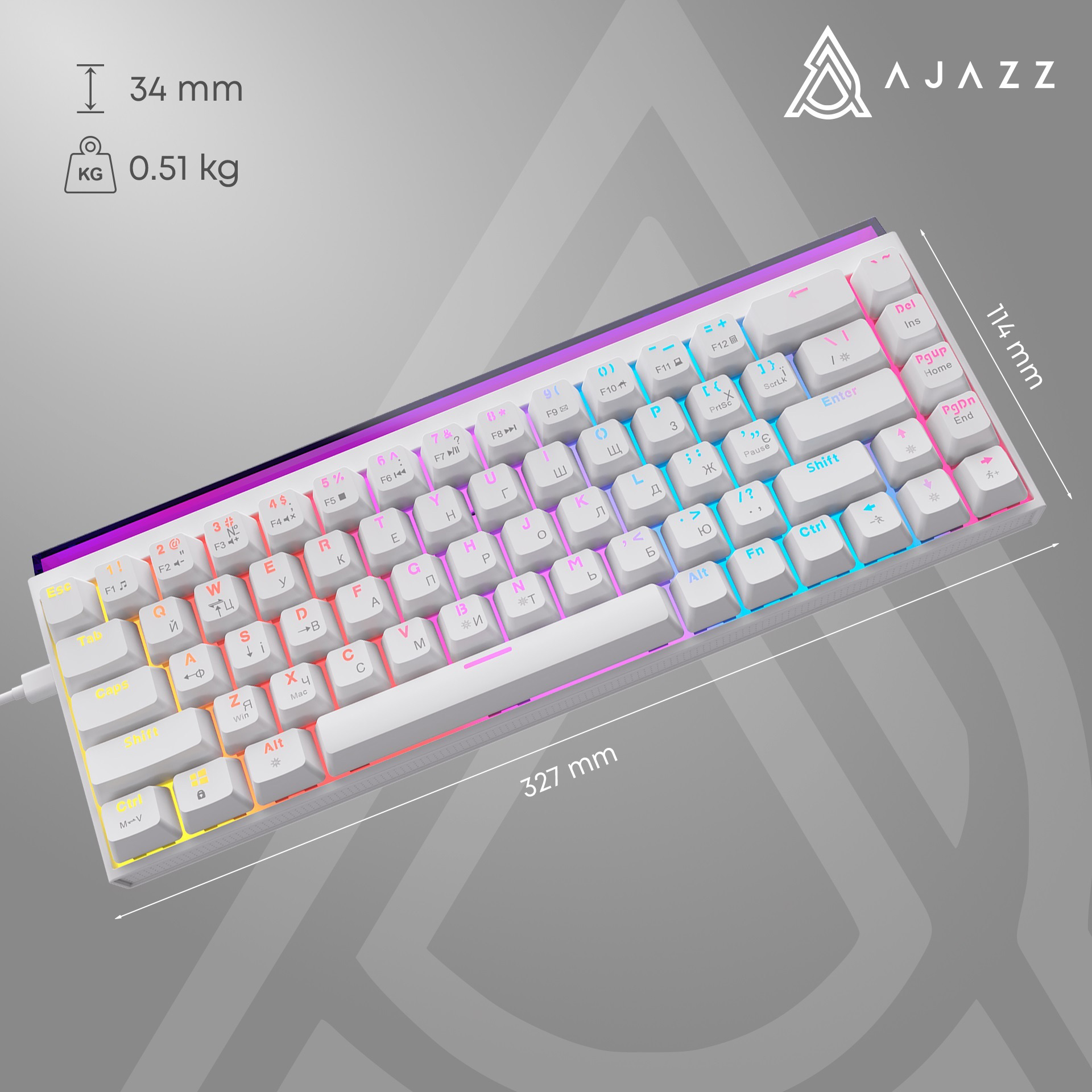 Клавіатура AJAZZ NK68 Red Switch White