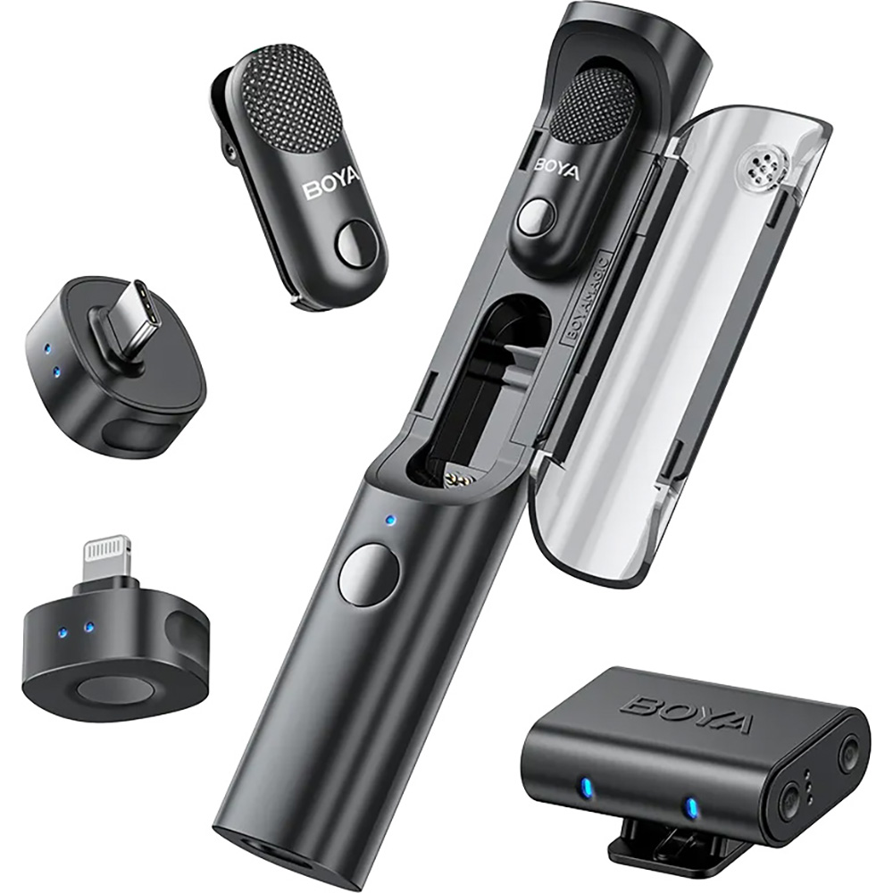Беспроводной петличный микрофон BOYA Magic-02 Transformable Al-Powered Mini Wireless Mic Lightning & USB-C & 3.5mm TRS