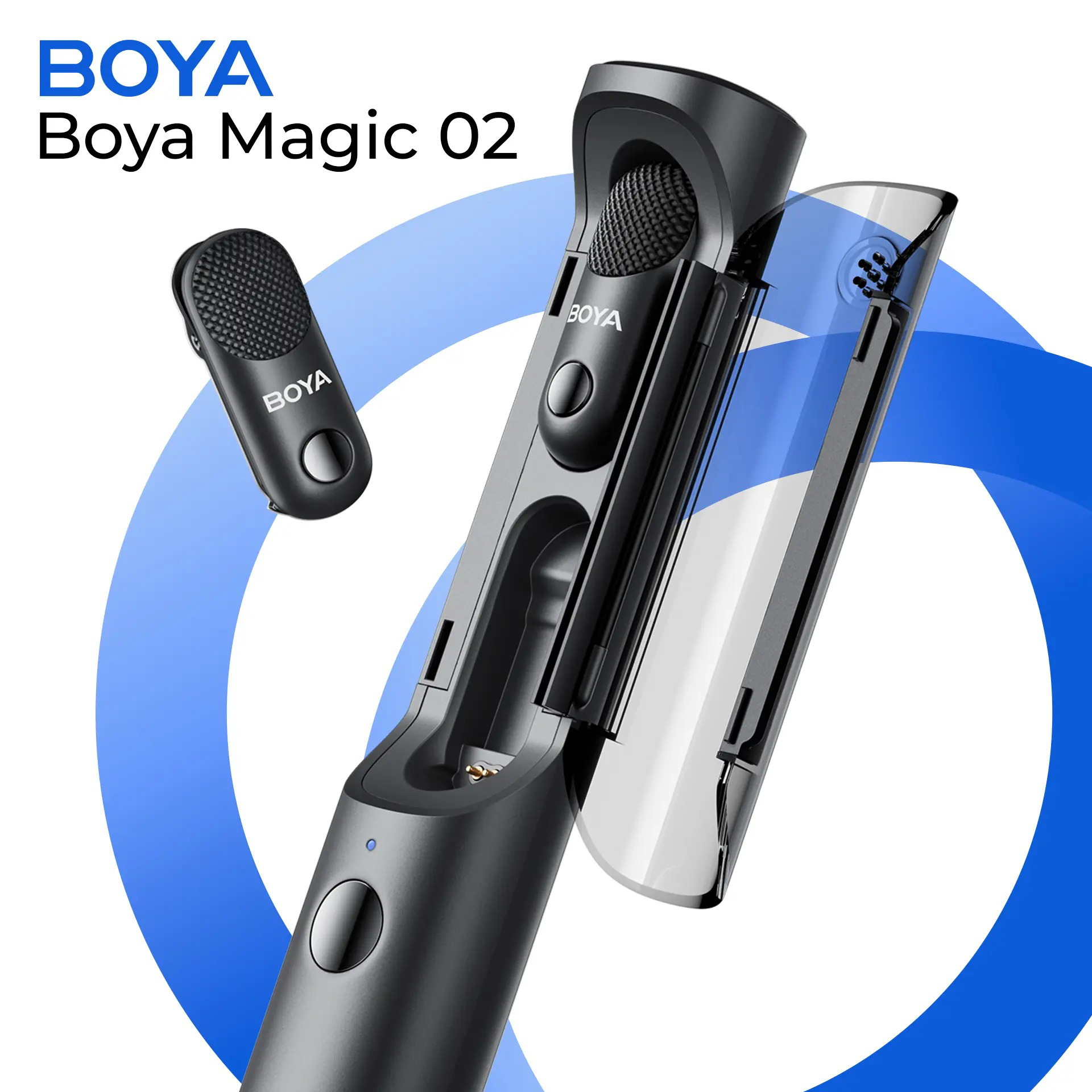 Беспроводной петличный микрофон BOYA Magic-02 Transformable Al-Powered Mini Wireless Mic Lightning & USB-C & 3.5mm TRS