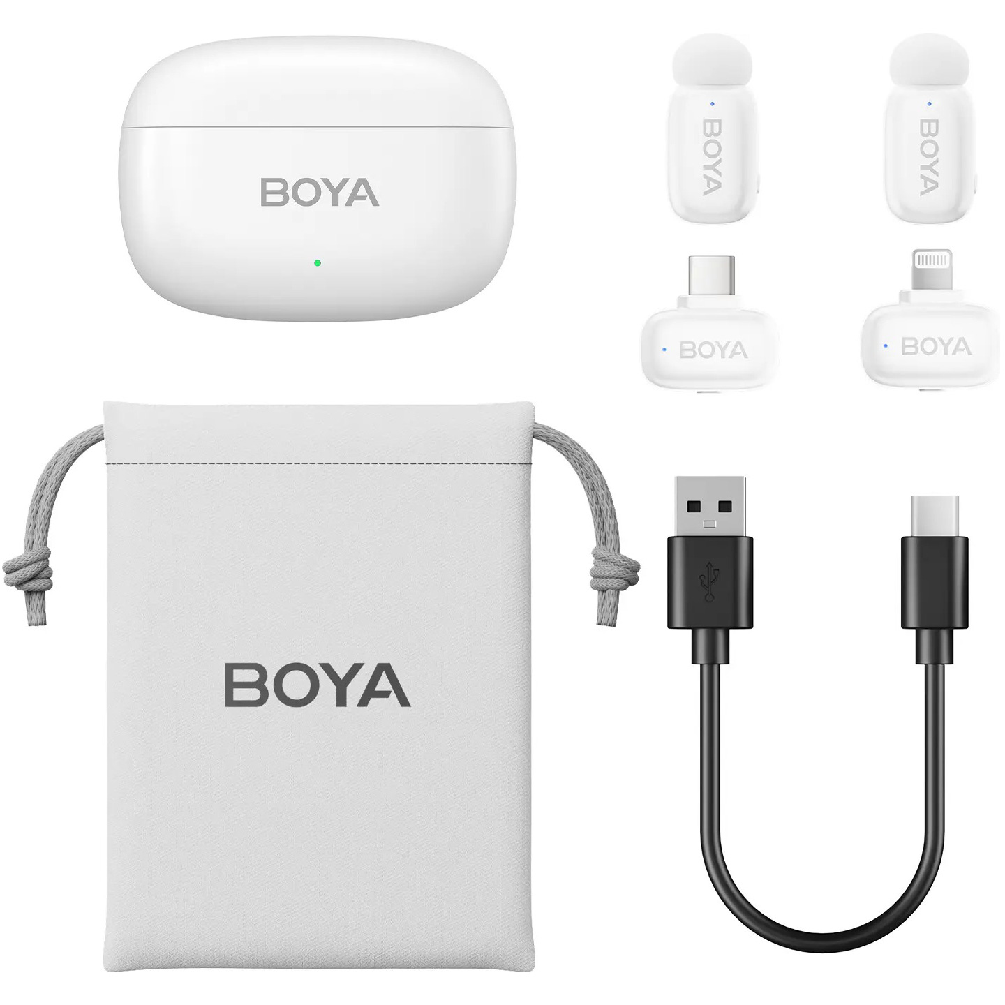 Бездротовий петличний мікрофон BOYA Mini-13 Tiniest Wireless Microphone Lightning & USB-C Connectors White