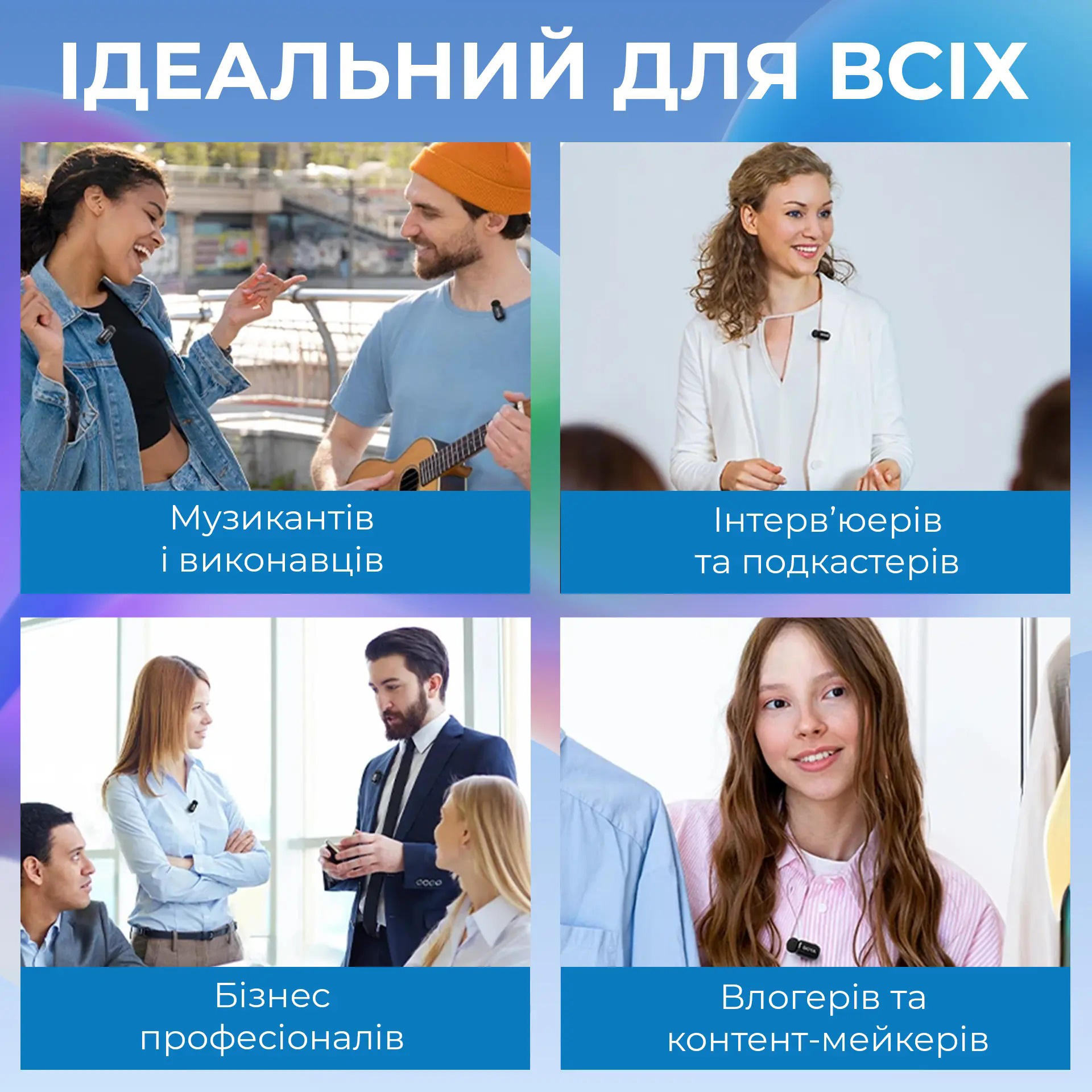 Бездротовий петличний мікрофон BOYA Mini-13 Tiniest Wireless Microphone Lightning & USB-C Connectors White