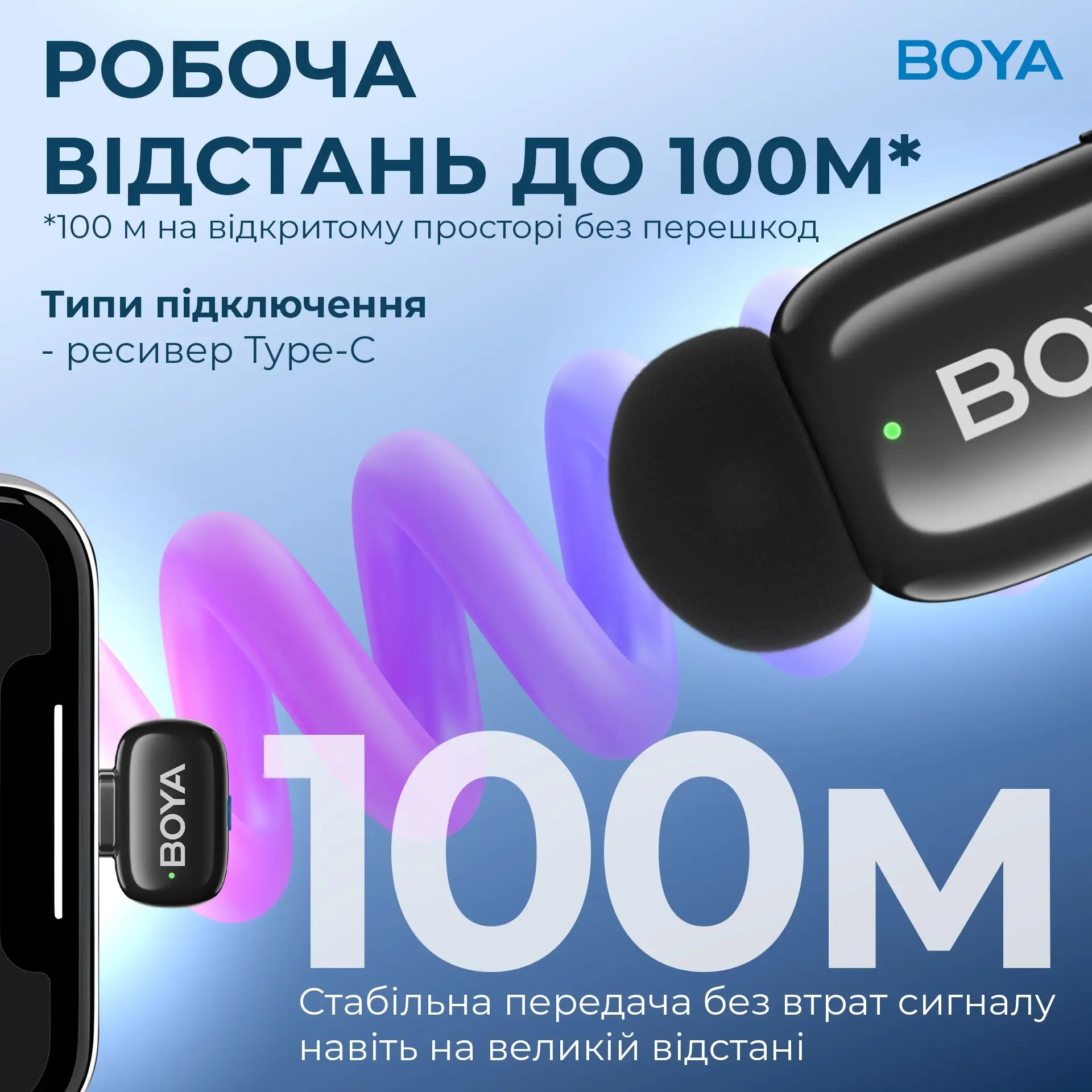 Беспроводной петличный микрофон BOYA Mini-14 Tiniest Wireless Microphone Type-C Black