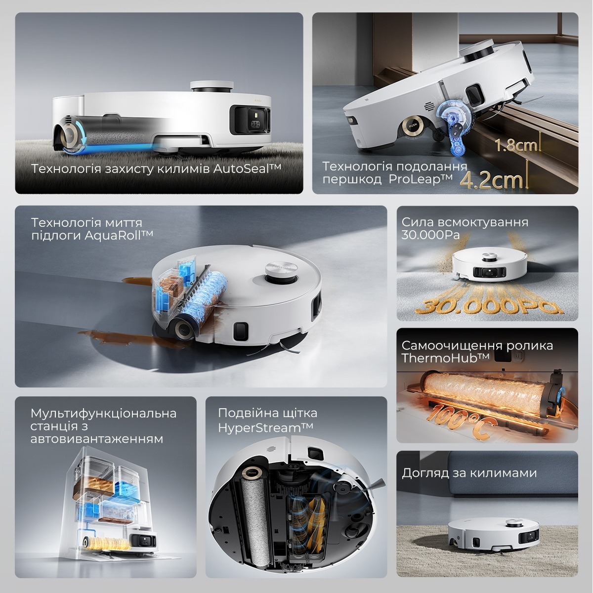 Робот-пилосос DREAME Aqua 10 Roller White (RLH31CE-WH)