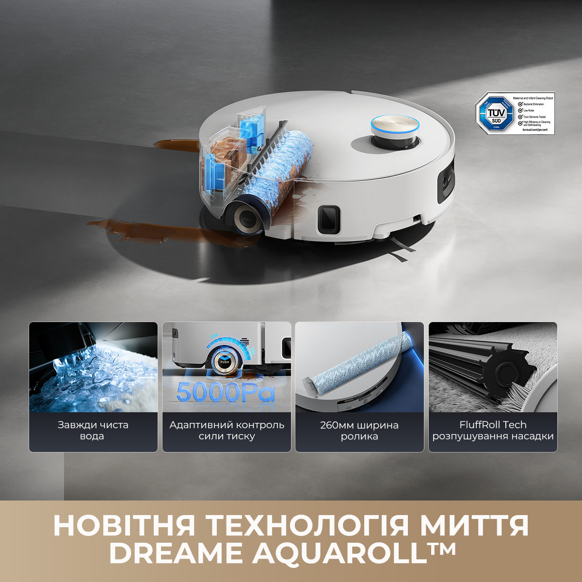 Робот-пилосос DREAME Aqua 10 Ultra Roller Complete White (RLH71DE-1-WH)