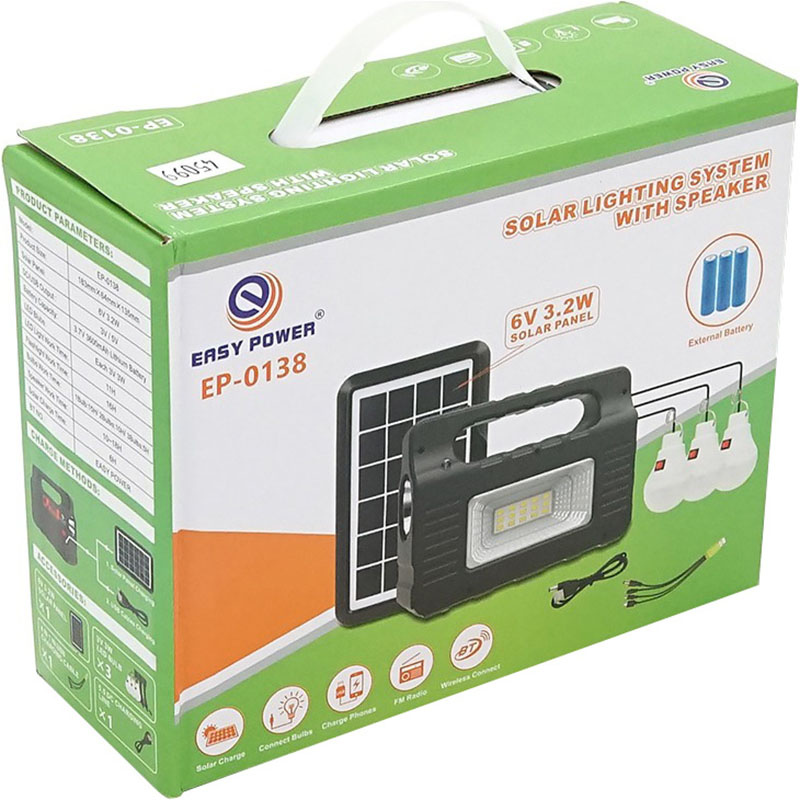 Ліхтар кемпінговий з BT-колонкою VOLTRONIC EP-0138 with Solar Panel + LED Lamp Black