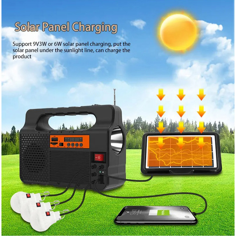 Ліхтар кемпінговий з BT-колонкою VOLTRONIC EP-0138 with Solar Panel + LED Lamp Black
