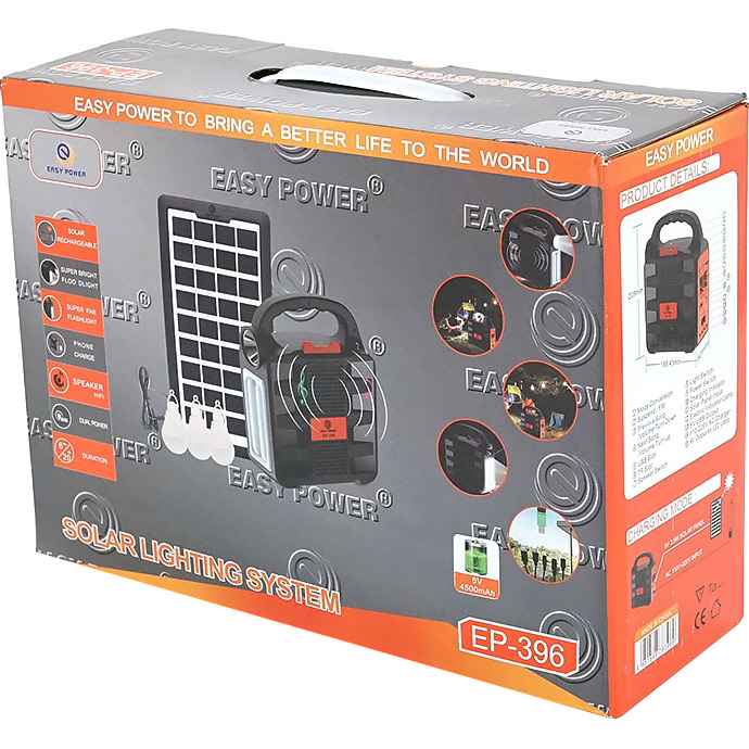 Ліхтар кемпінговий з BT-колонкою VOLTRONIC EP-396 with Solar Panel + LED Lamp Black