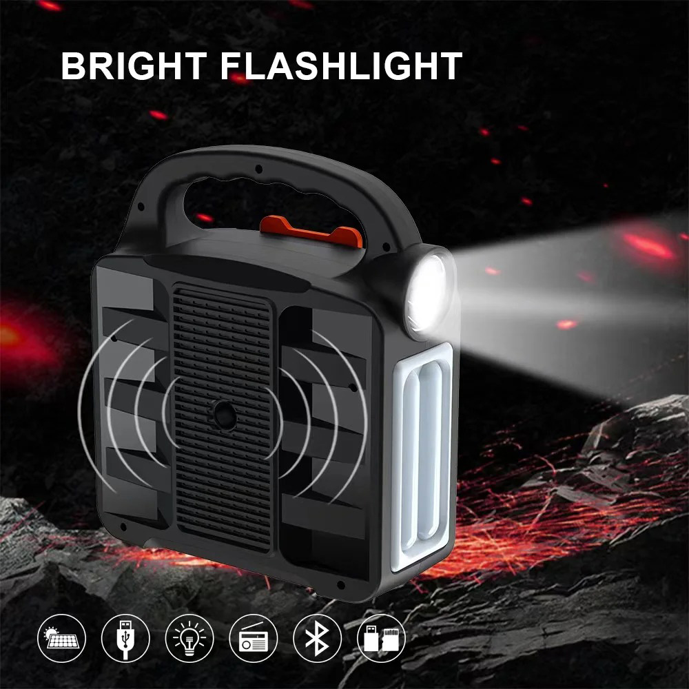 Ліхтар кемпінговий з BT-колонкою VOLTRONIC EP-396 with Solar Panel + LED Lamp Black