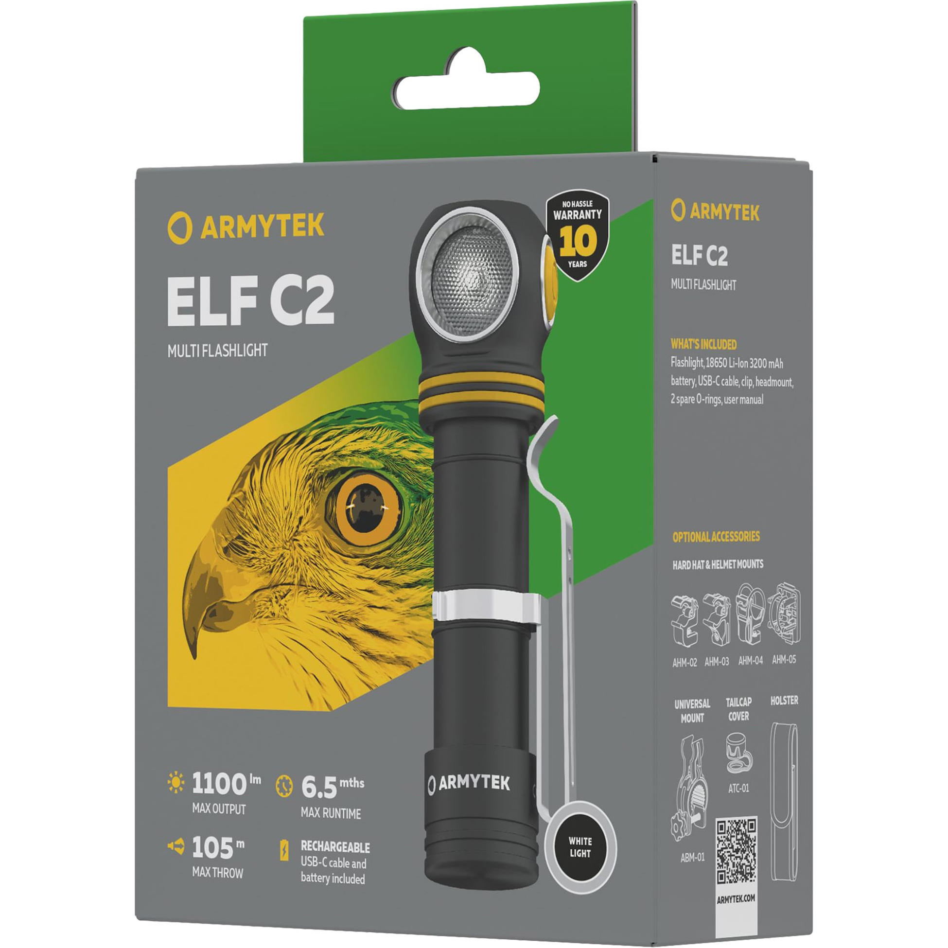 Ліхтар мультифункціональний ARMYTEK Elf C2 USB-C White Light (F05103C)