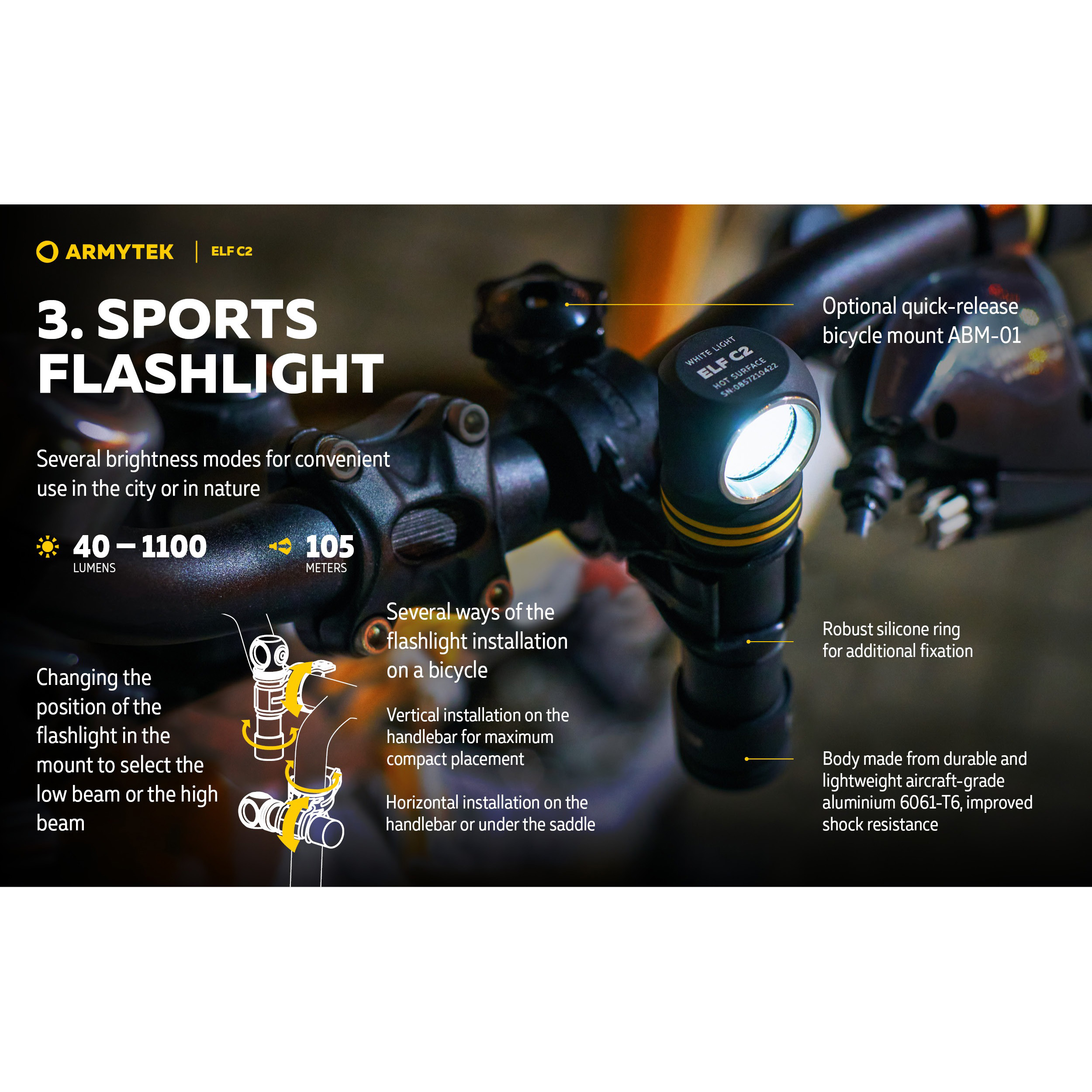 Ліхтар мультифункціональний ARMYTEK Elf C2 USB-C White Light (F05103C)