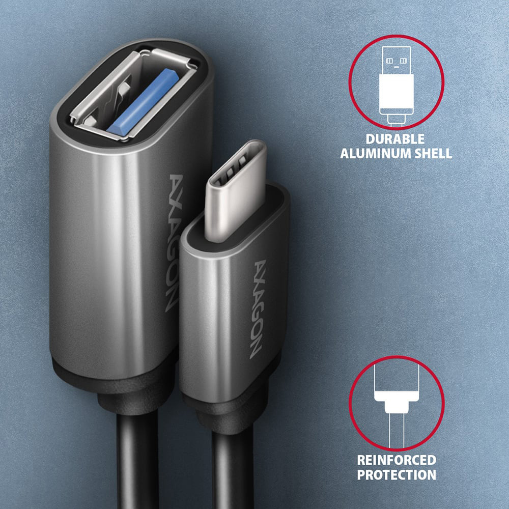Кабель AXAGON USB-CM to USB-AF 3.2 Gen 1 0.2м