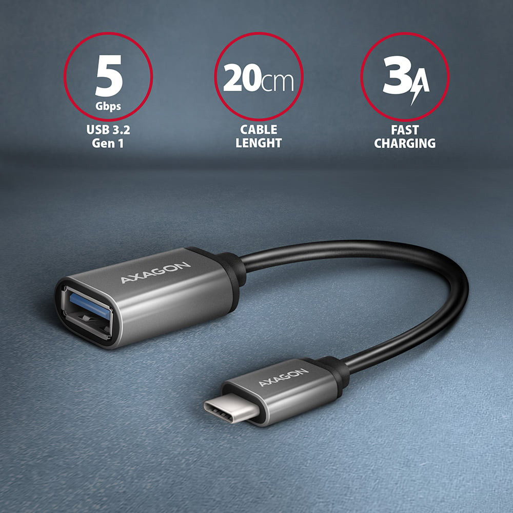 Кабель AXAGON USB-CM to USB-AF 3.2 Gen 1 0.2м