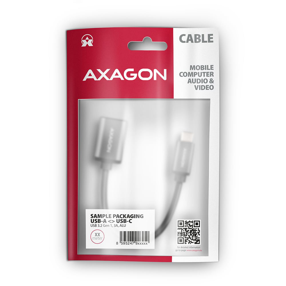 Кабель AXAGON USB-CM to USB-AF 3.2 Gen 1 0.2м