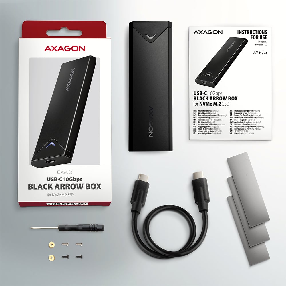 Карман внешний AXAGON Black Arrow Box NVMe PCIe M.2 to USB3.2