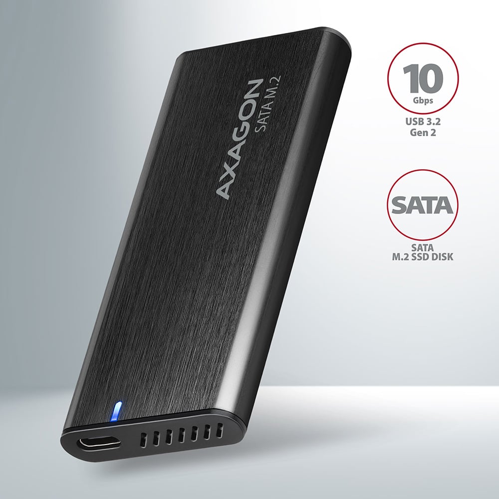 Карман внешний AXAGON SuperSpeed+ Raw Box M.2 SSD to USB3.2 Black (EEM2-SBC)