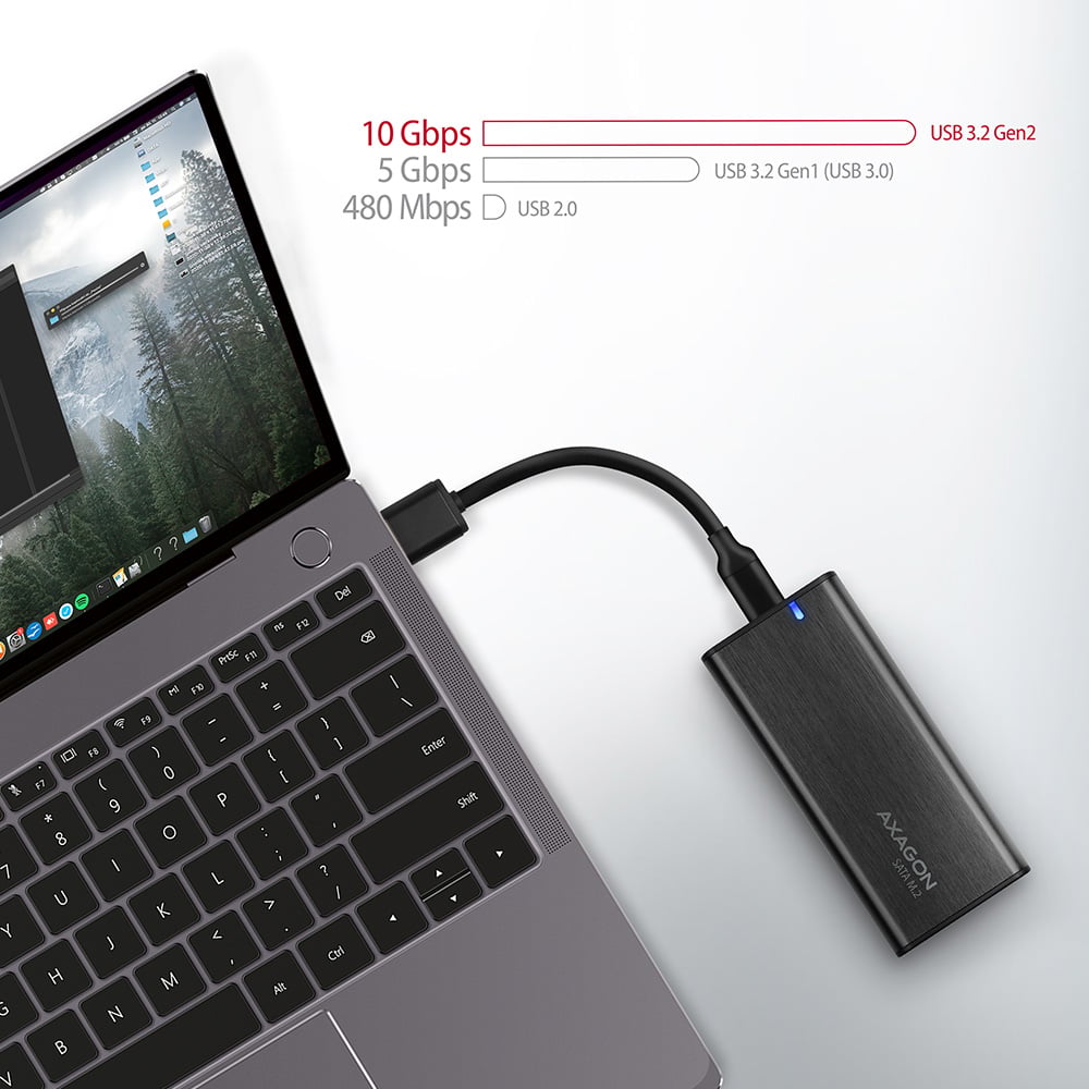 Карман внешний AXAGON SuperSpeed+ Raw Box M.2 SSD to USB3.2 Black (EEM2-SBC)